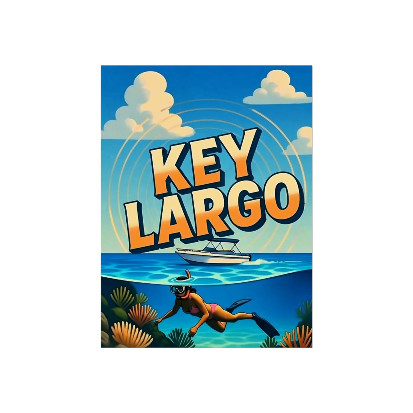Key Largo Florida Vintage Retro Giclée Print Art Series Poster
