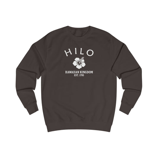 Hilo Hawaii Vintage Retro Premium Crewneck Sweatshirt - White Logo - Bottle Green
