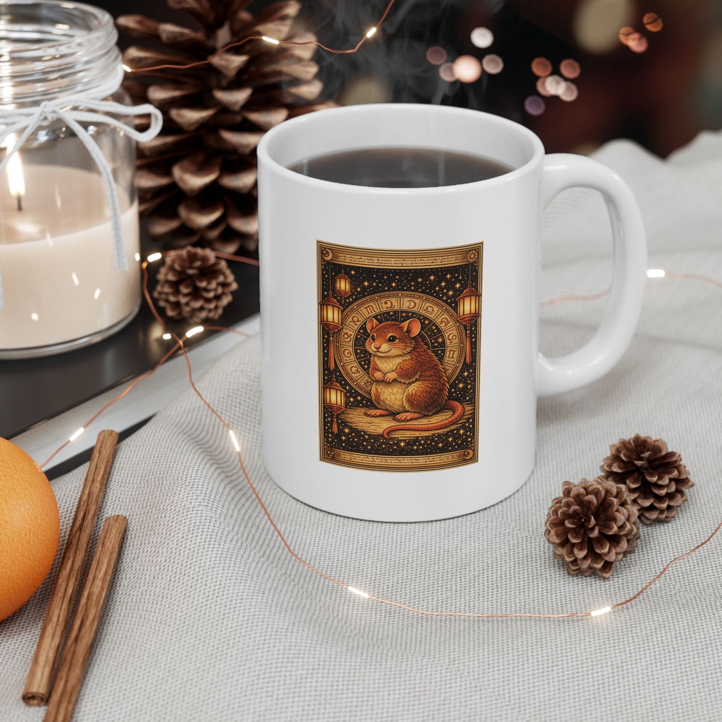 Zodiac Year of the Rat (2020+) Vintage Retro Art Series Ceramic Mug - Combo Logo