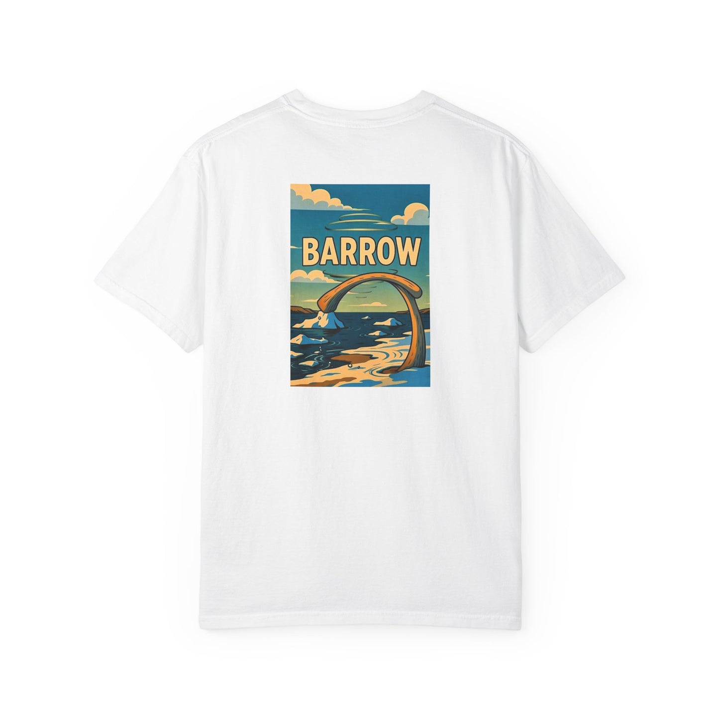 Barrow Alaska Vintage Retro Back Printed Art Series Cotton Tee - Black Logo