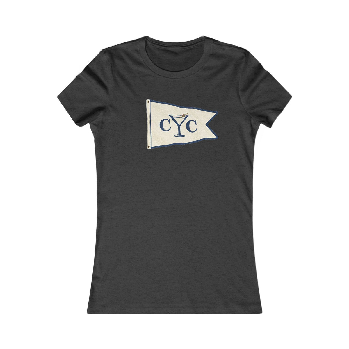 Dark Grey Heather Compo Yacht Club Women's Fitted Tee with the Martini Burgee, Ringspun Cotton