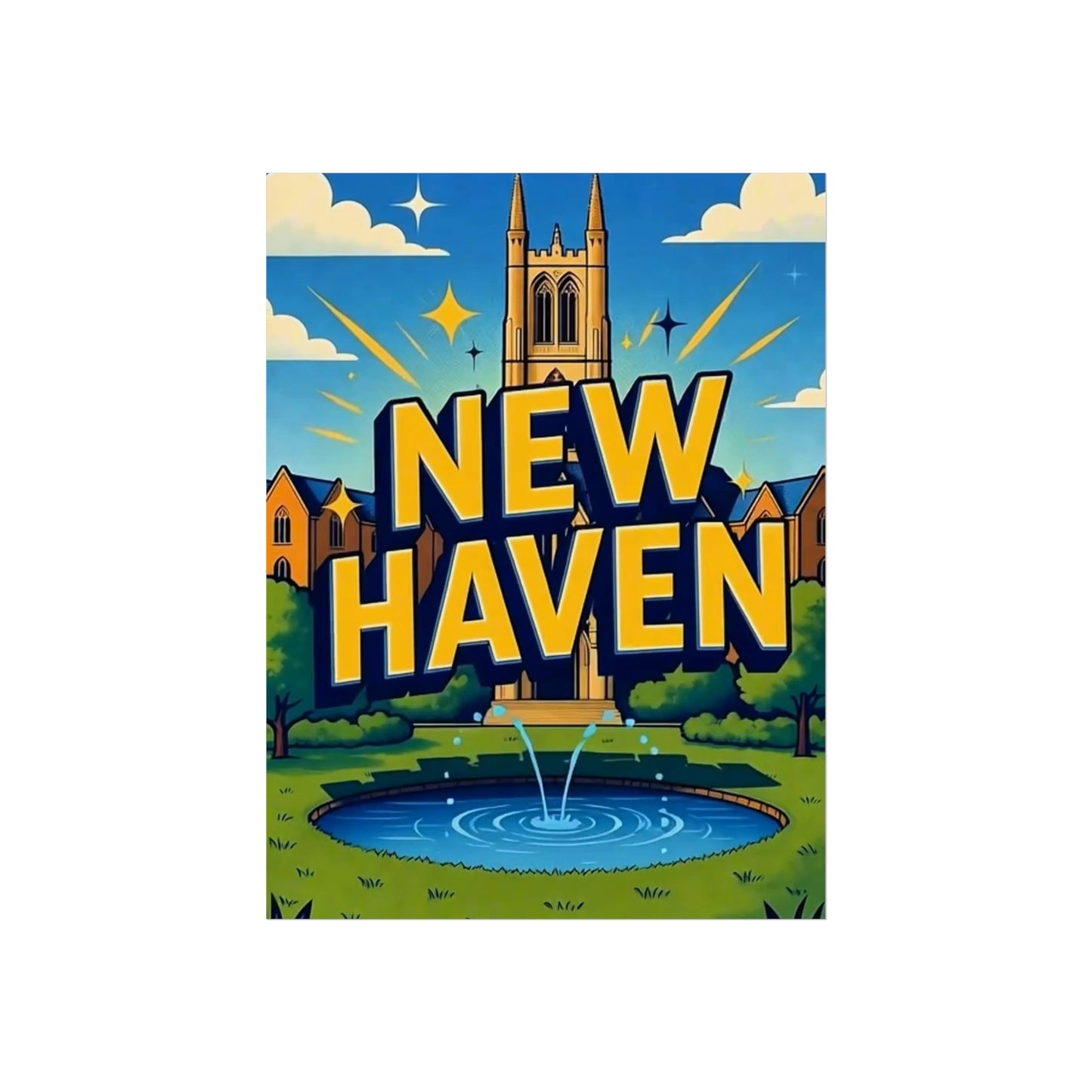 New Haven Connecticut Vintage Retro Giclée Print Art Series Poster