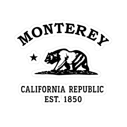 Monterey California Vintage Retro Vinyl Sticker, 3 x 3 Inch, Black Logo