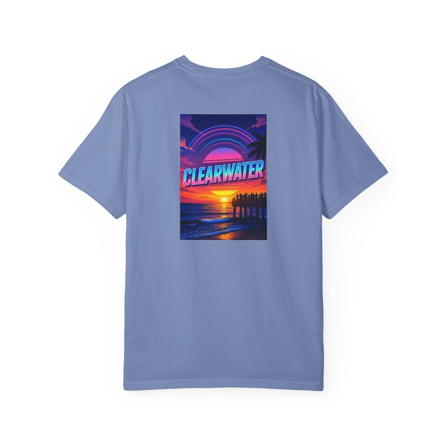 Clearwater Florida Vintage Retro Back Printed Art Series Cotton Tee - Black Logo