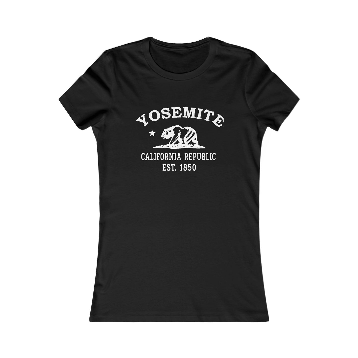 Yosemite California Vintage Retro Womens Fitted Ringspun Cotton Tee - White Logo