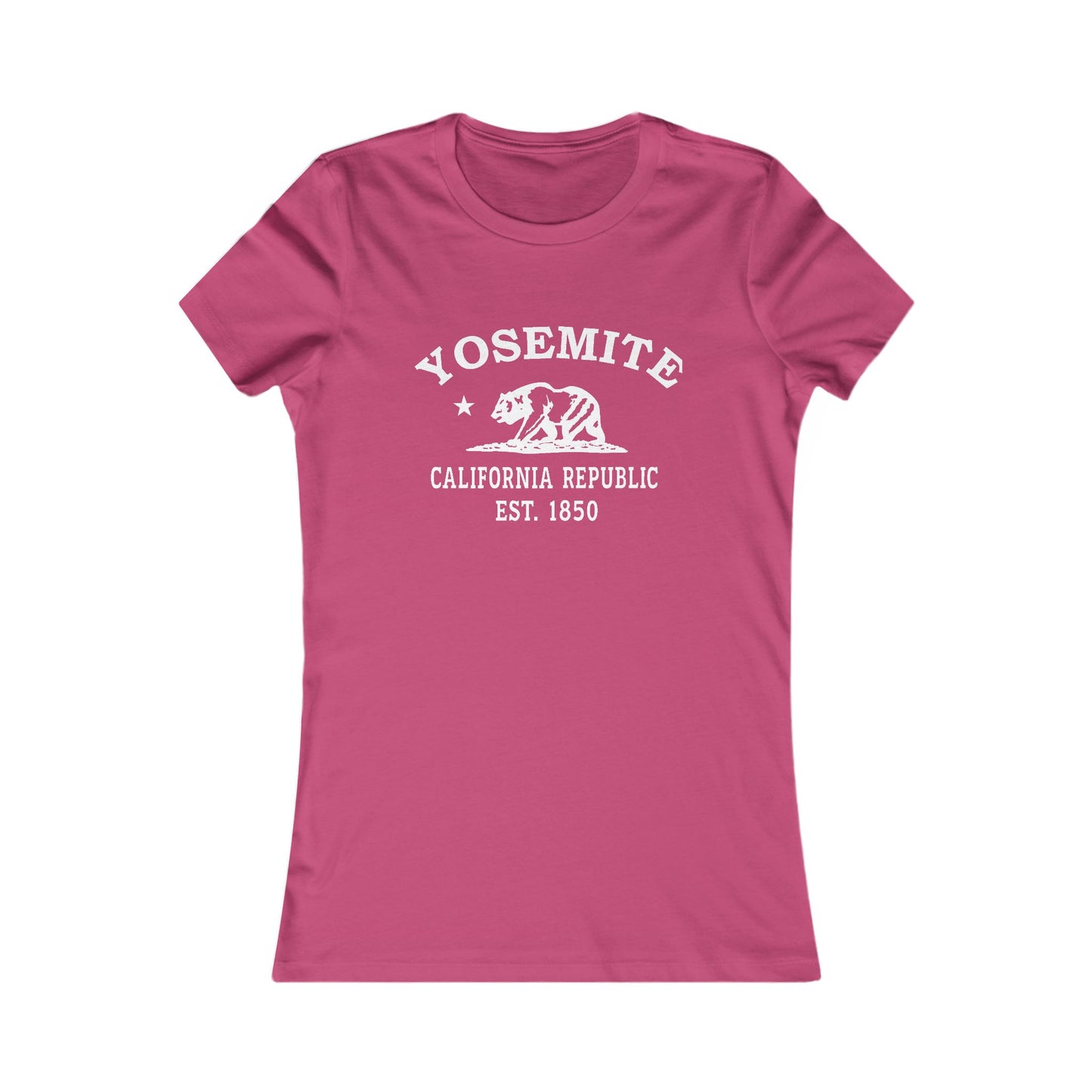 Yosemite California Vintage Retro Womens Fitted Ringspun Cotton Tee - White Logo