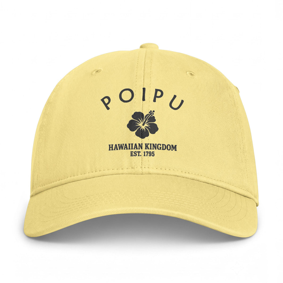 Poipu Hawaii Distressed Cotton Cap - Charcoal Print Logo
