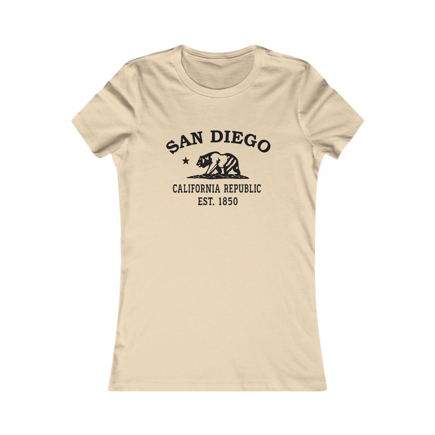 San Diego California Vintage Retro Womens Fitted Ringspun Cotton Tee - Black Logo