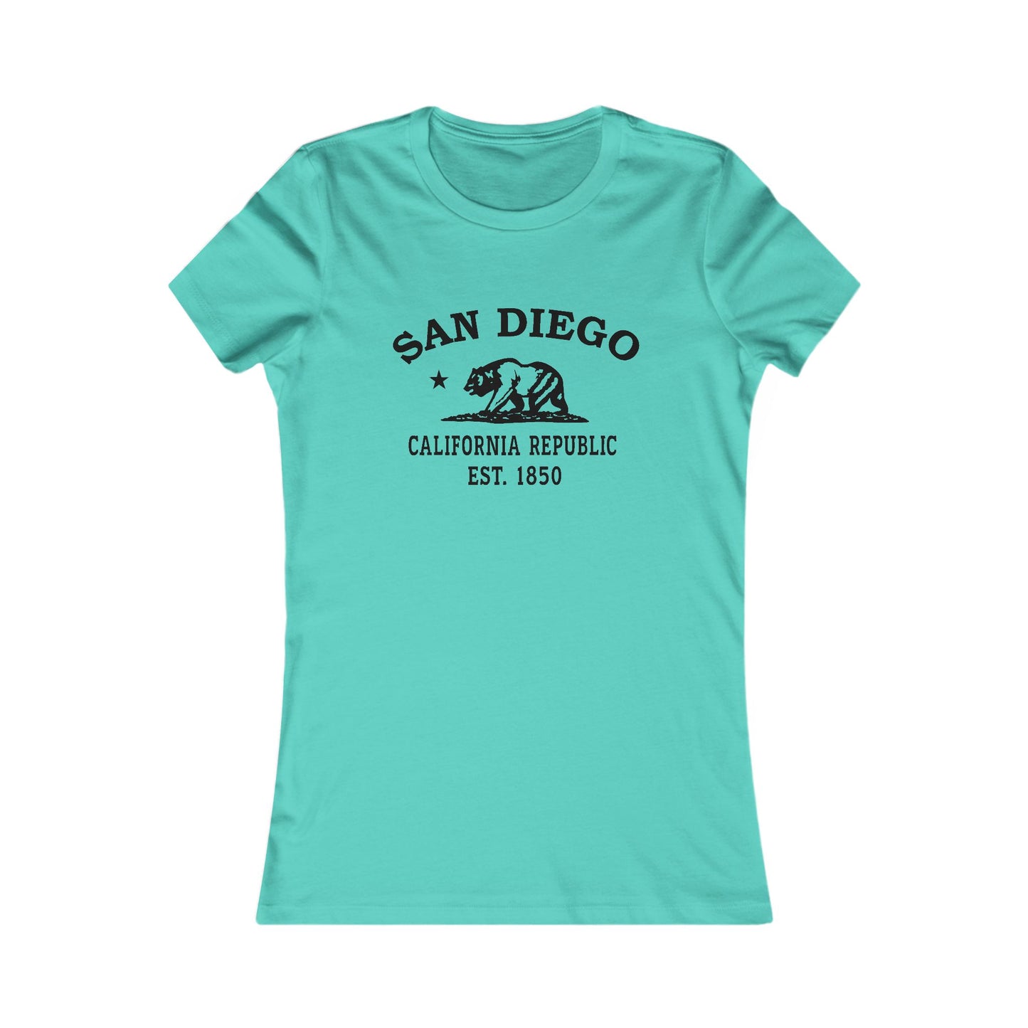 San Diego California Vintage Retro Womens Fitted Ringspun Cotton Tee - Black Logo