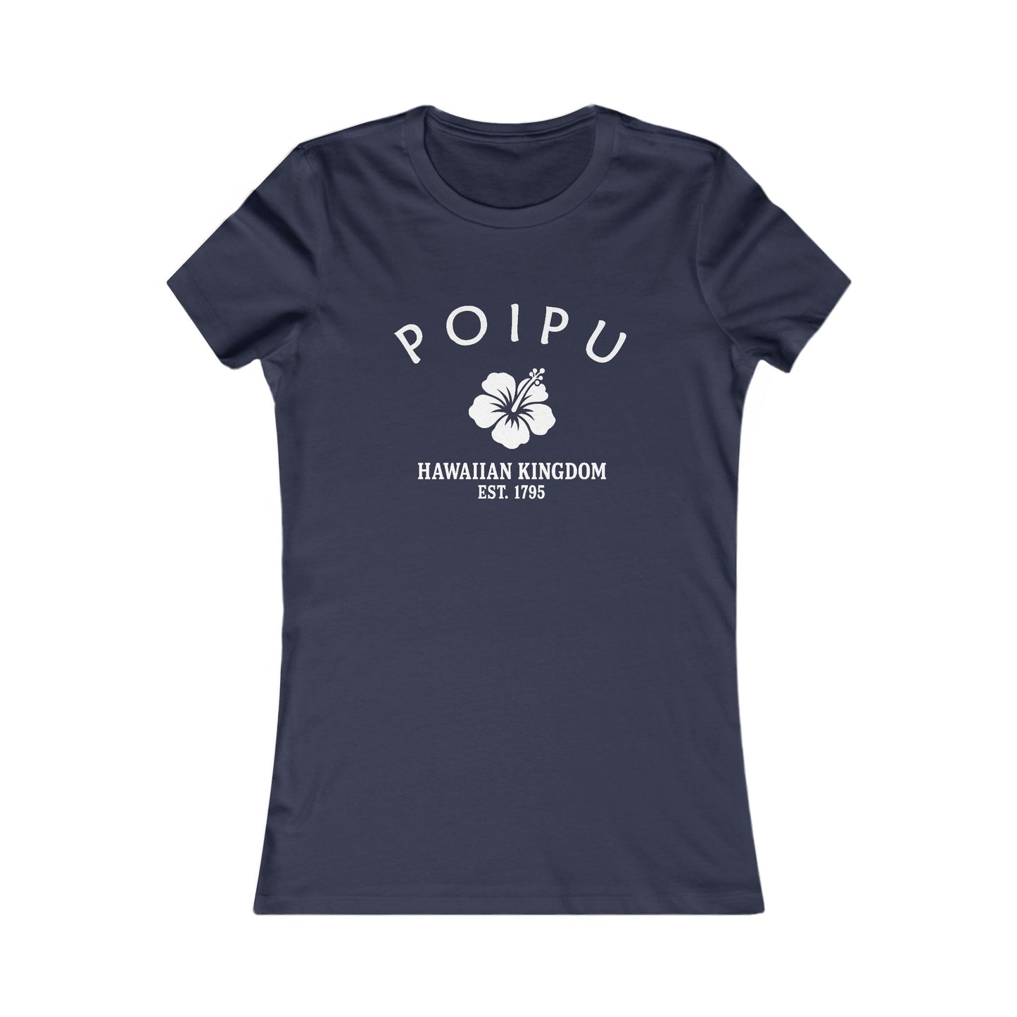 Poipu Hawaii Vintage Retro Womens Fitted Ringspun Cotton Tee - White Logo