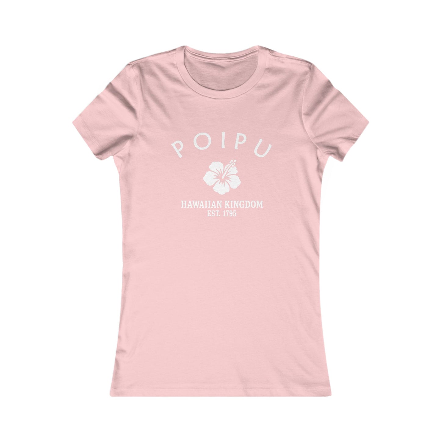 Poipu Hawaii Vintage Retro Womens Fitted Ringspun Cotton Tee - White Logo