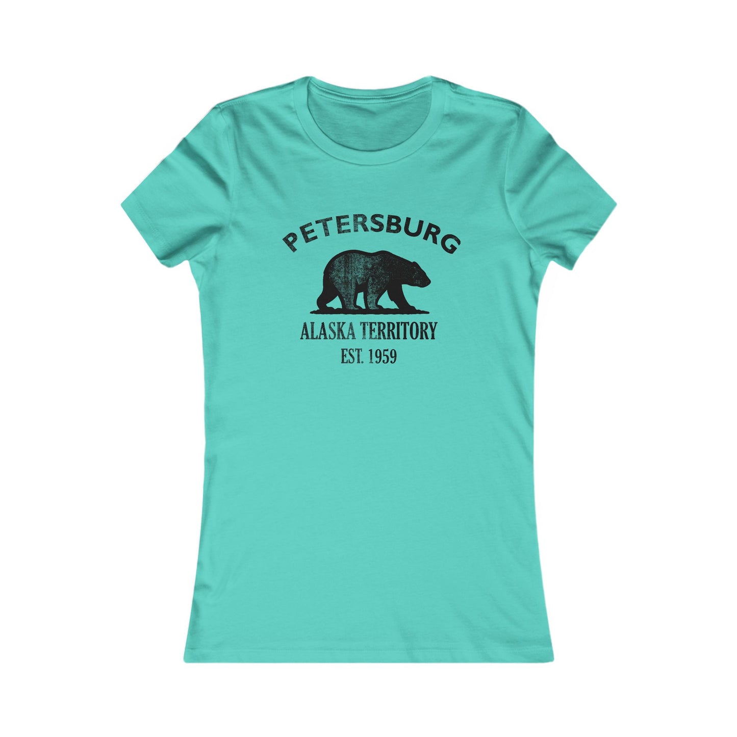Petersburg Alaska Vintage Retro Womens Fitted Ringspun Cotton Tee - Black Logo