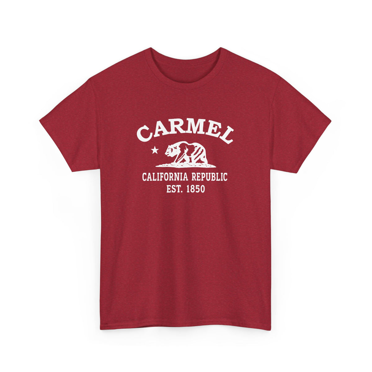 Carmel California retro tee — classic white Carmel, California bear-and-star logo on Gildan heavy cotton — Navy