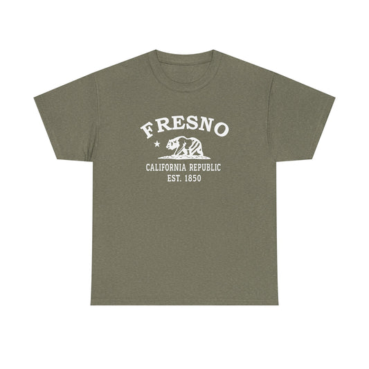 Fresno California Vintage Retro Unisex Heavy Cotton Tee - White Logo