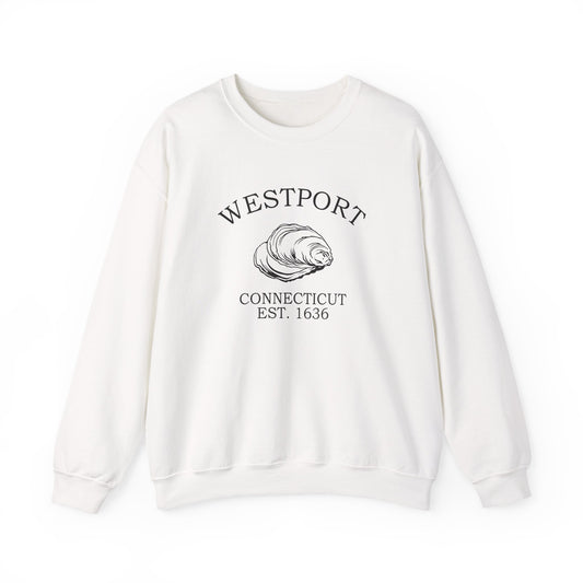 Westport Connecticut Vintage Retro Unisex Heavy Crewneck Sweatshirt - Black Logo