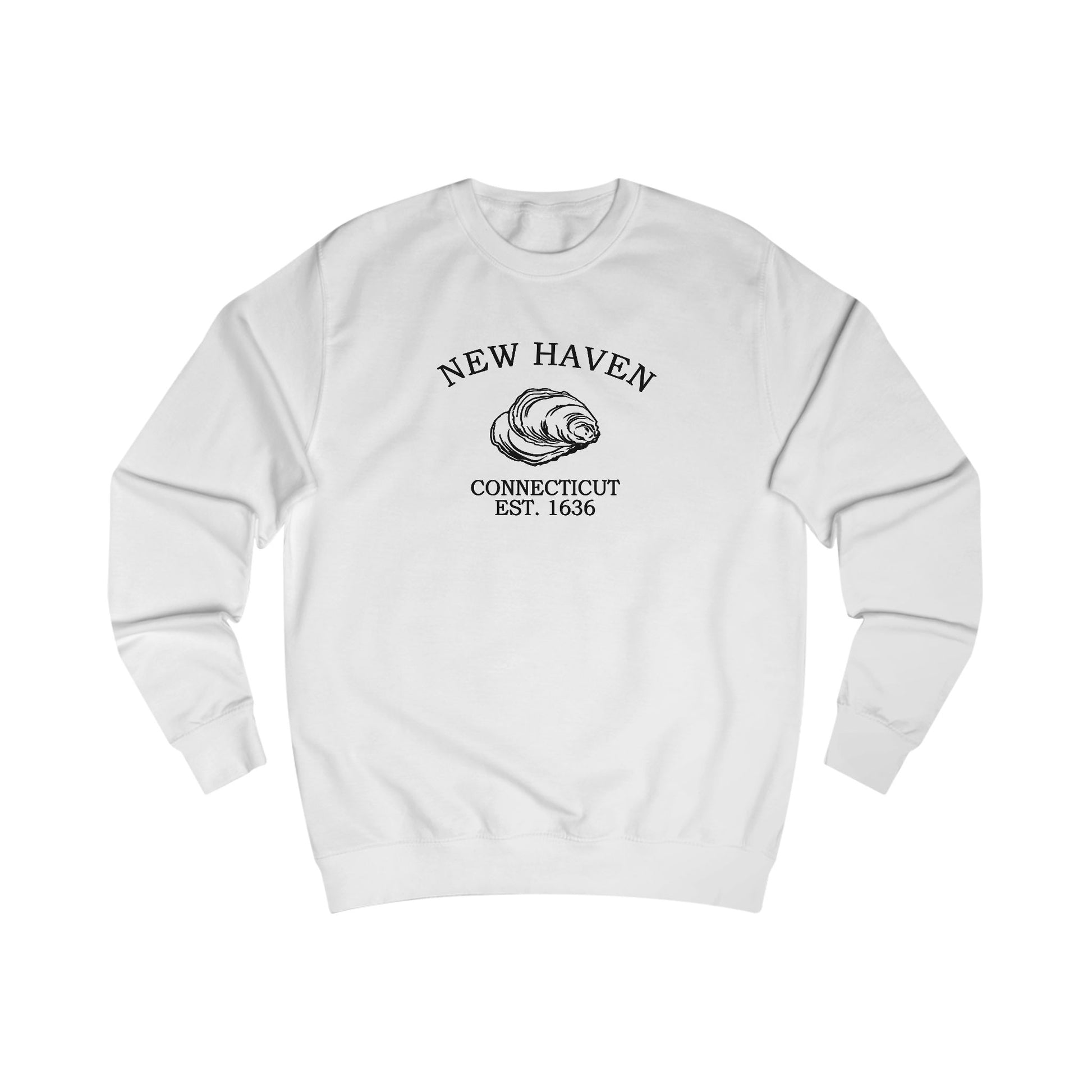 New Haven Connecticut Vintage Retro Premium Crewneck Sweatshirt - Black Logo - Arctic White