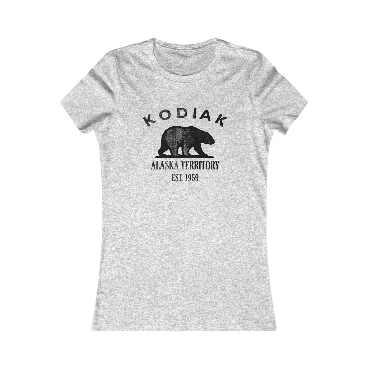 Kodiak Alaska Vintage Retro Womens Fitted Ringspun Cotton Tee - Black Logo