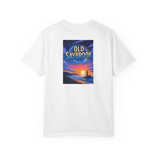 Old Saybrook Connecticut Vintage Retro Back Printed Art Series Cotton Tee - Black Logo