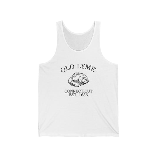 Old Lyme Connecticut Vintage Retro Unisex Cotton Jersey Tank Top - Black Logo