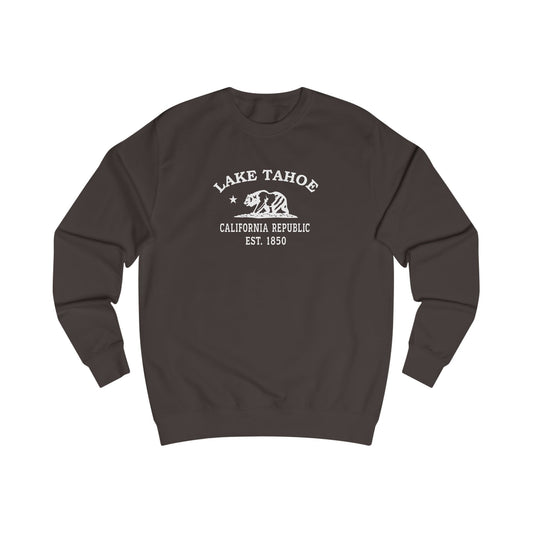 Lake Tahoe California Vintage Retro Premium Crewneck Sweatshirt - White Logo - Bottle Green