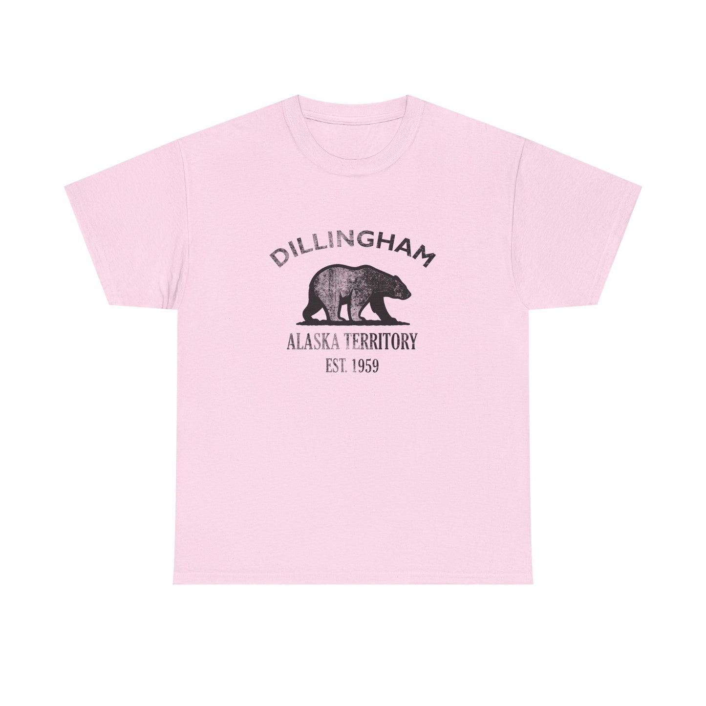 Dillingham Alaska Vintage Retro Unisex Heavy Cotton Tee - Black Logo