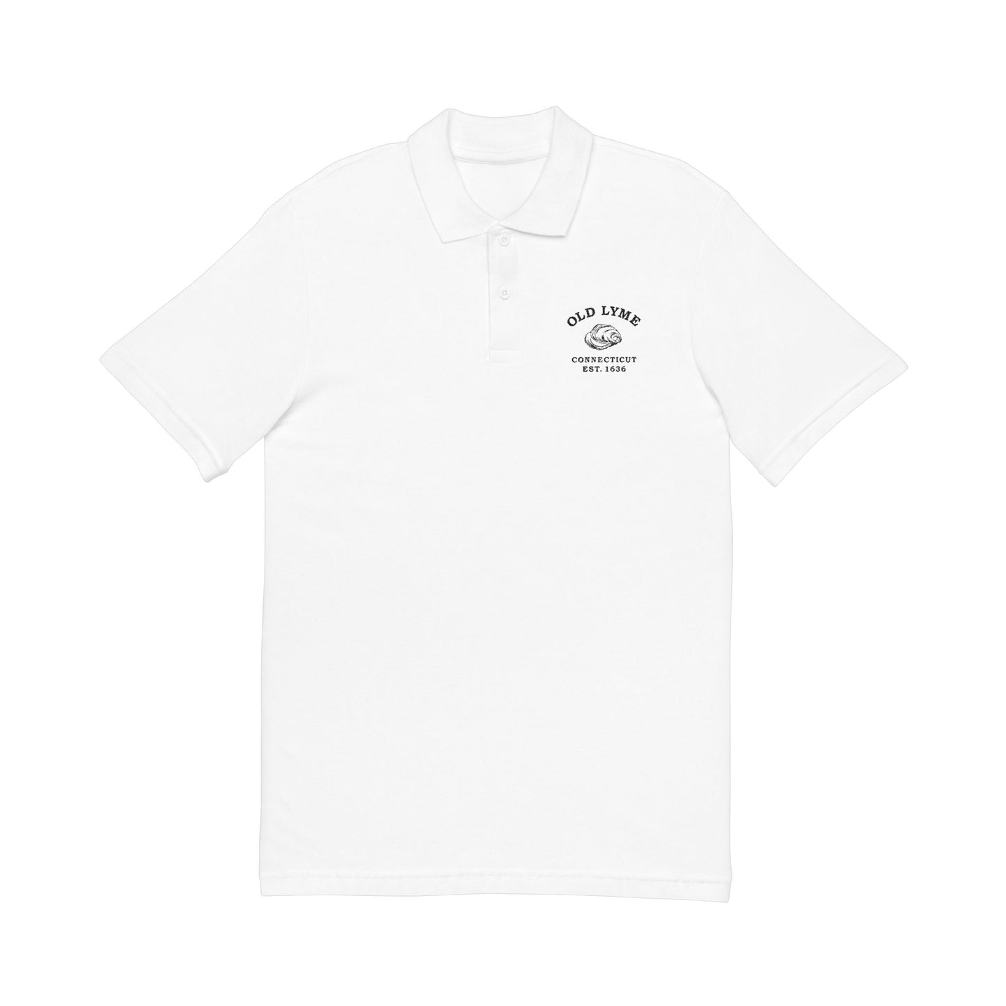 Old Lyme Connecticut Vintage Retro Unisex Embroidered Cotton Polo - Black Logo