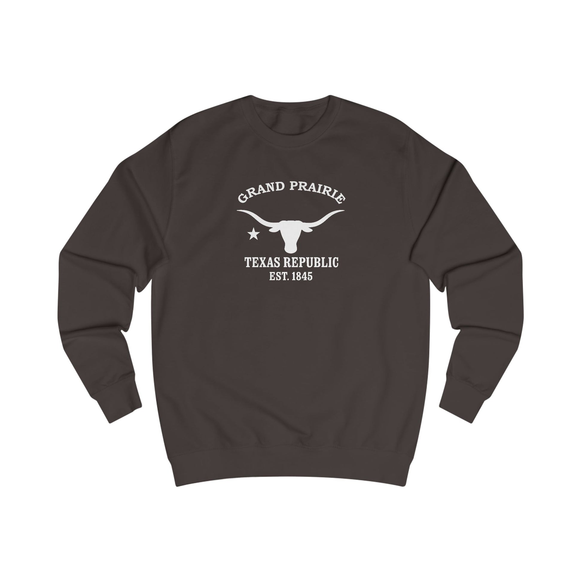 Grand Prairie Texas Vintage Retro Premium Crewneck Sweatshirt - White Logo - Bottle Green