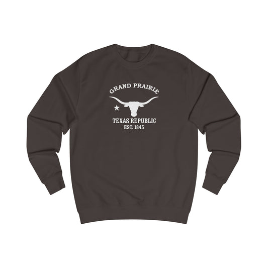 Grand Prairie Texas Vintage Retro Premium Crewneck Sweatshirt - White Logo - Bottle Green