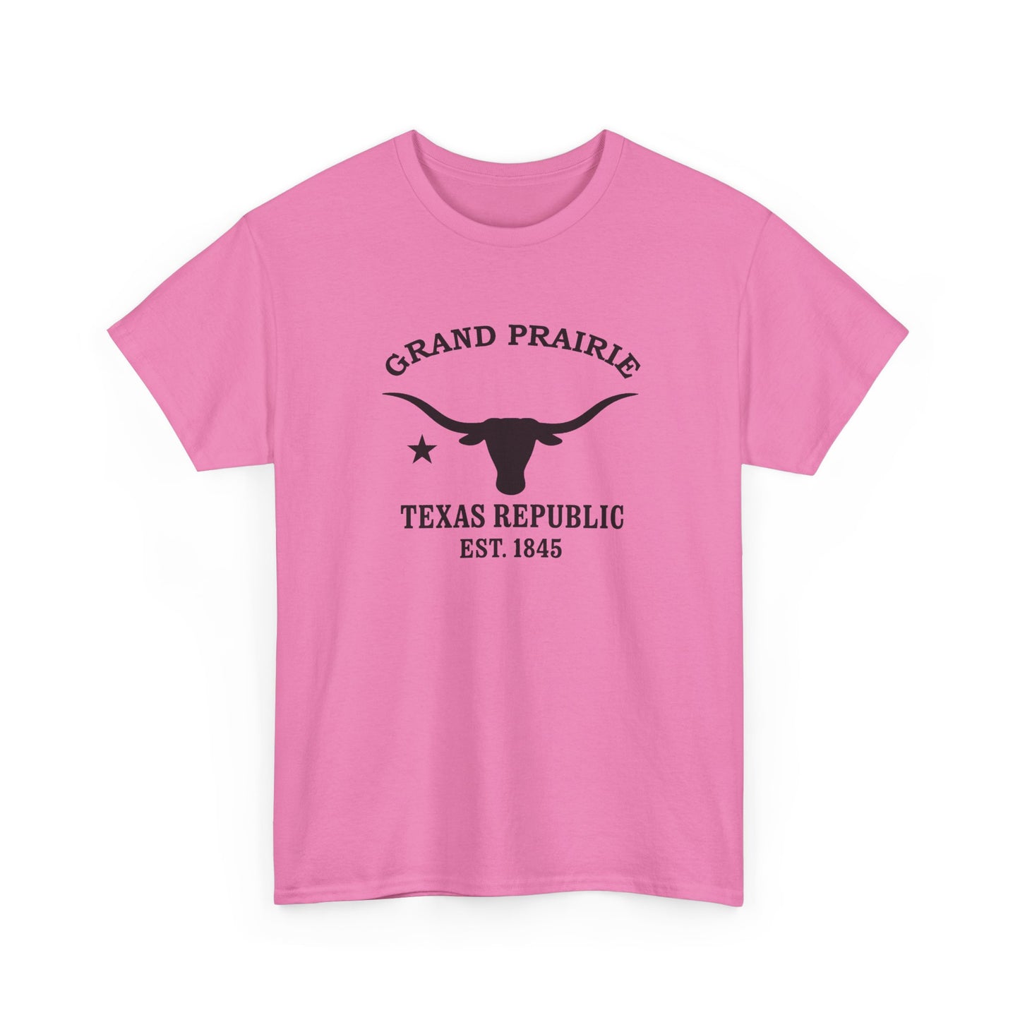 Grand Prairie Texas Vintage Retro Unisex Heavy Cotton Tee - Black Logo