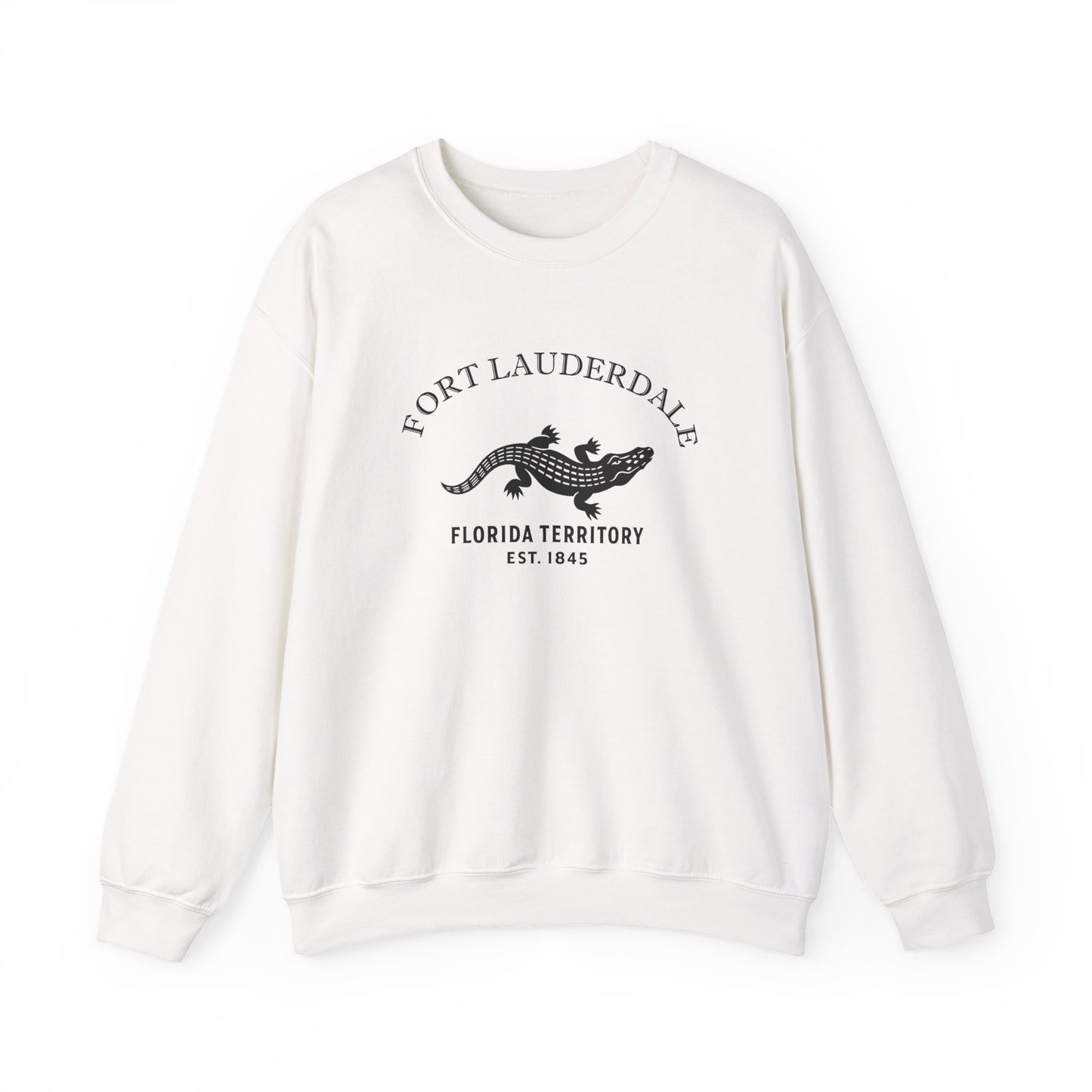 Fort Lauderdale Florida Vintage Retro Unisex Heavy Crewneck Sweatshirt - Black Logo