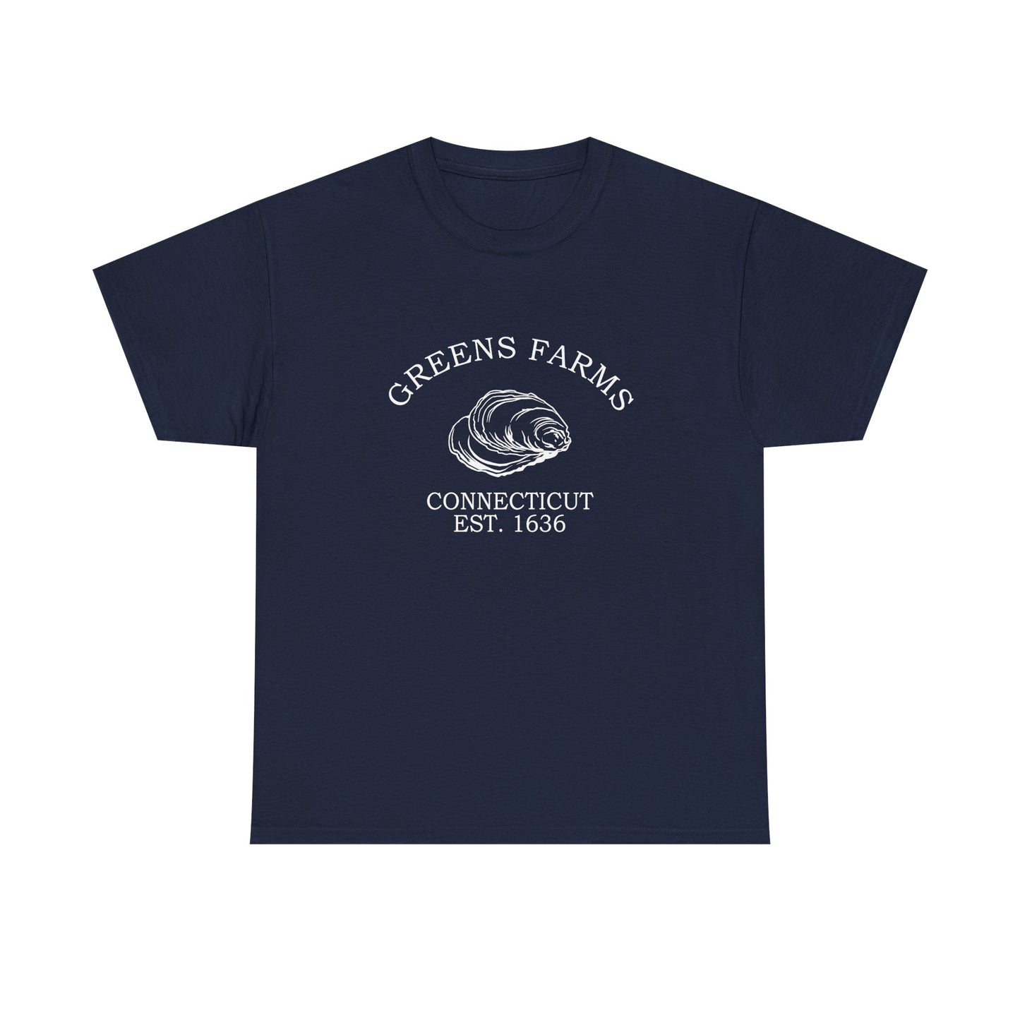 Greens Farms Connecticut Vintage Retro Unisex Heavy Cotton Tee - White Logo