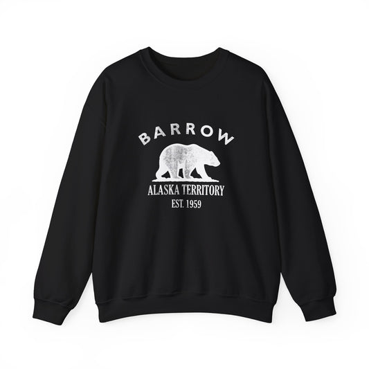 Barrow Alaska Vintage Retro Unisex Heavy Crewneck Sweatshirt - White Logo