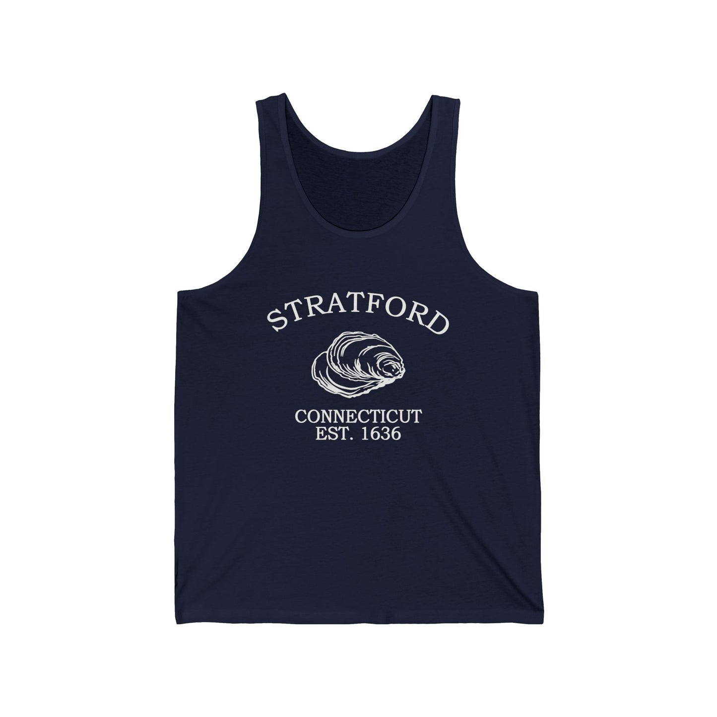 Stratford Connecticut Vintage Retro Unisex Cotton Jersey Tank Top - White Logo