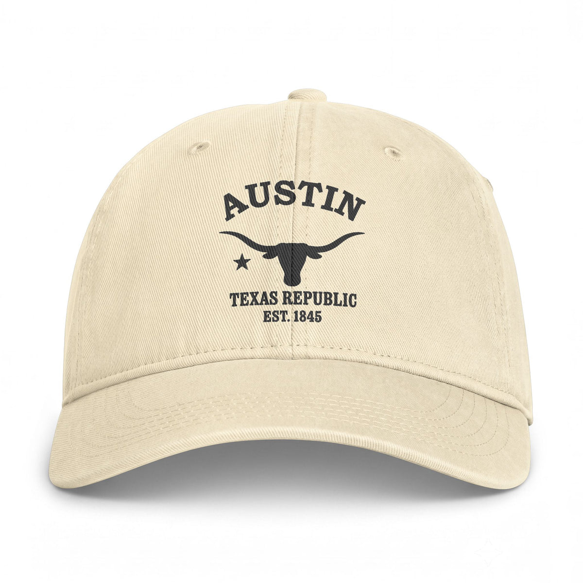 Austin Texas Distressed Cotton Cap - Charcoal Print Logo