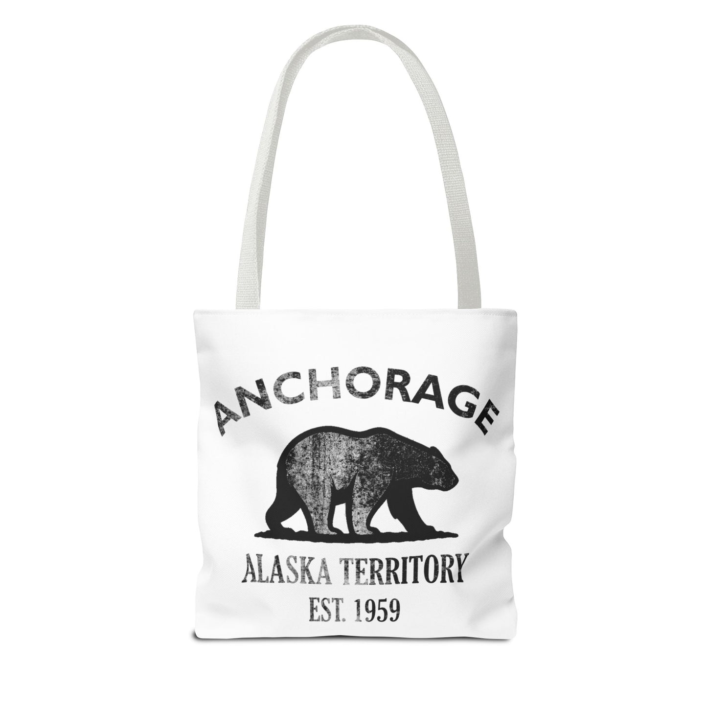Anchorage Alaska Vintage Retro Light Canvas Tote - Black Logo