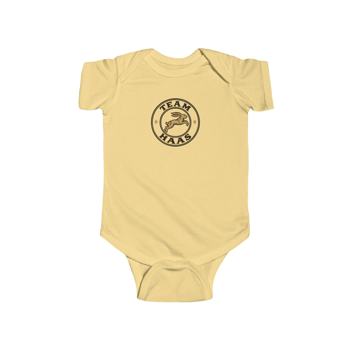 Team Haas Baby Bodysuit | Leaping Hare Seal Onesie | Haas Family Baby Shower Gift | First-Round Draft Pick