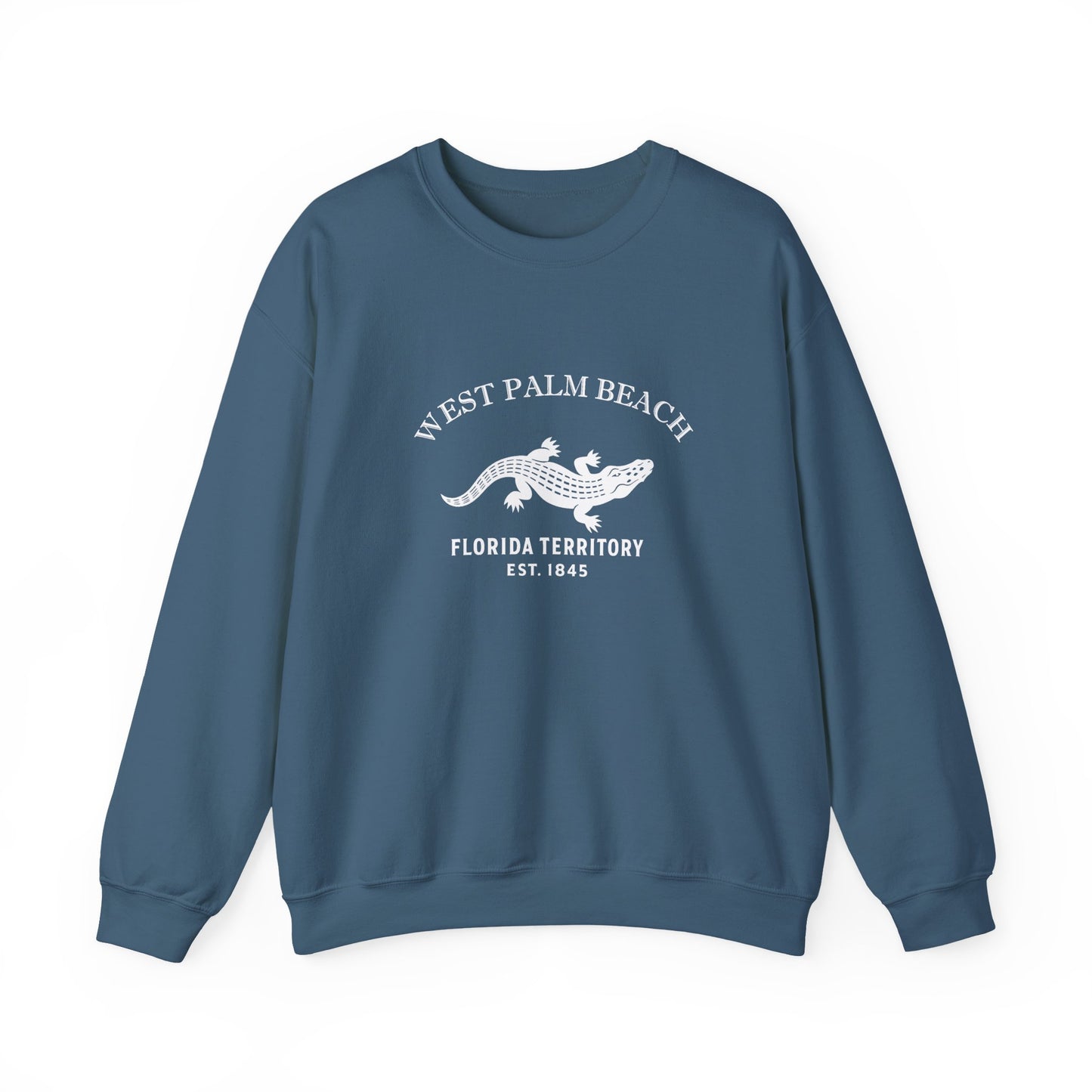 West Palm Beach Florida Vintage Retro Unisex Heavy Crewneck Sweatshirt - White Logo