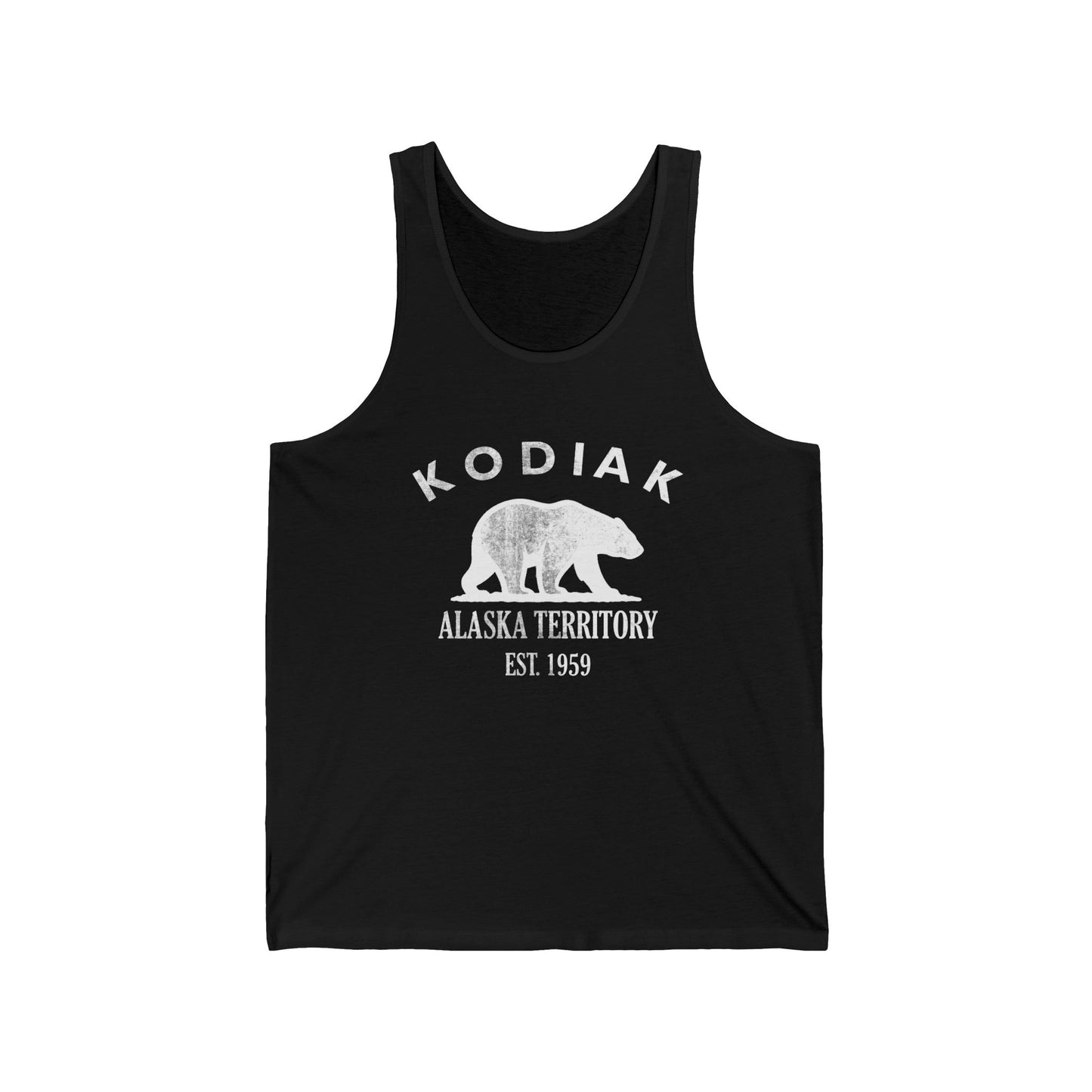 Kodiak Alaska Vintage Retro Unisex Cotton Jersey Tank Top - White Logo