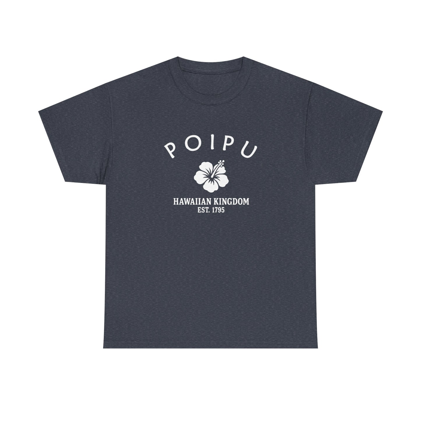 Poipu Hawaii Vintage Retro Unisex Heavy Cotton Tee - White Logo