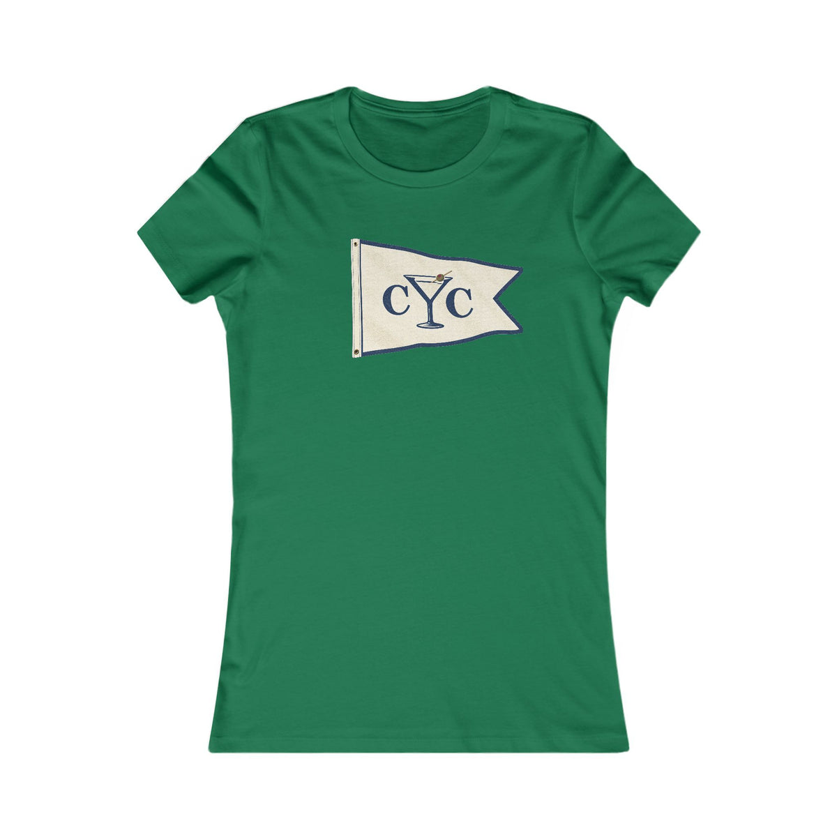 Kelly Compo Yacht Club Women's Fitted Tee with the Martini Burgee, Ringspun Cotton