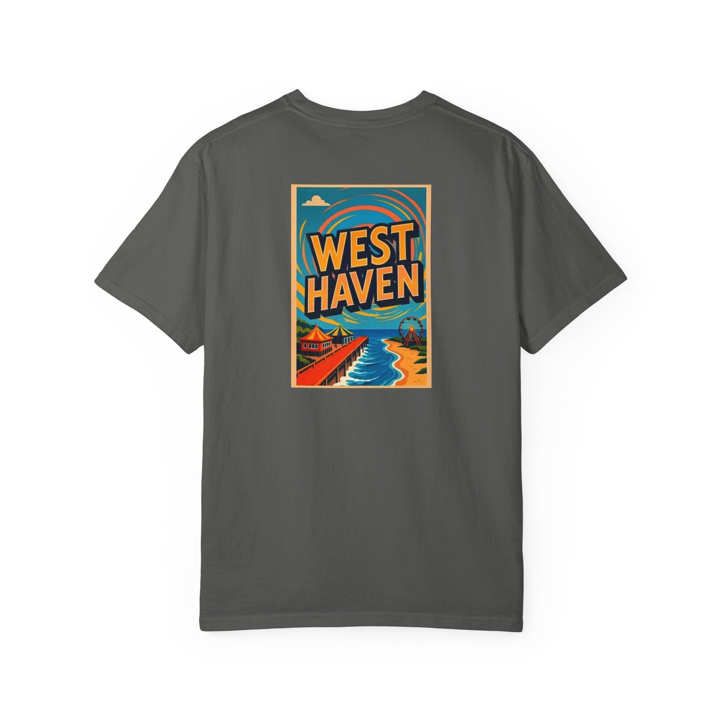 West Haven Connecticut Vintage Retro Back Printed Art Series Cotton Tee - Black Logo