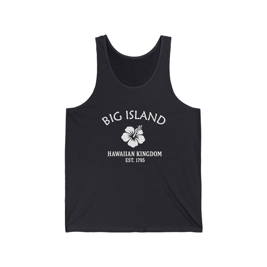 Big Island Hawaii Vintage Retro Unisex Cotton Jersey Tank Top - White Logo