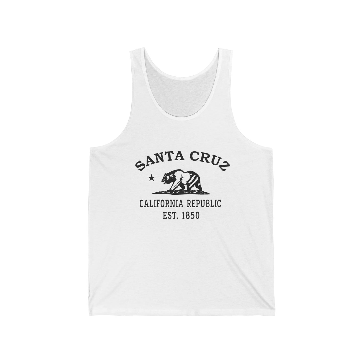 Santa Cruz California Vintage Retro Unisex Cotton Jersey Tank Top - Black Logo