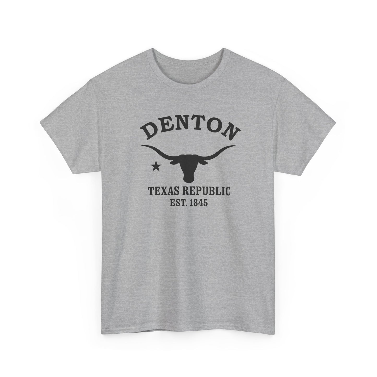 Denton Texas Vintage Retro Unisex Heavy Cotton Tee - Black Logo