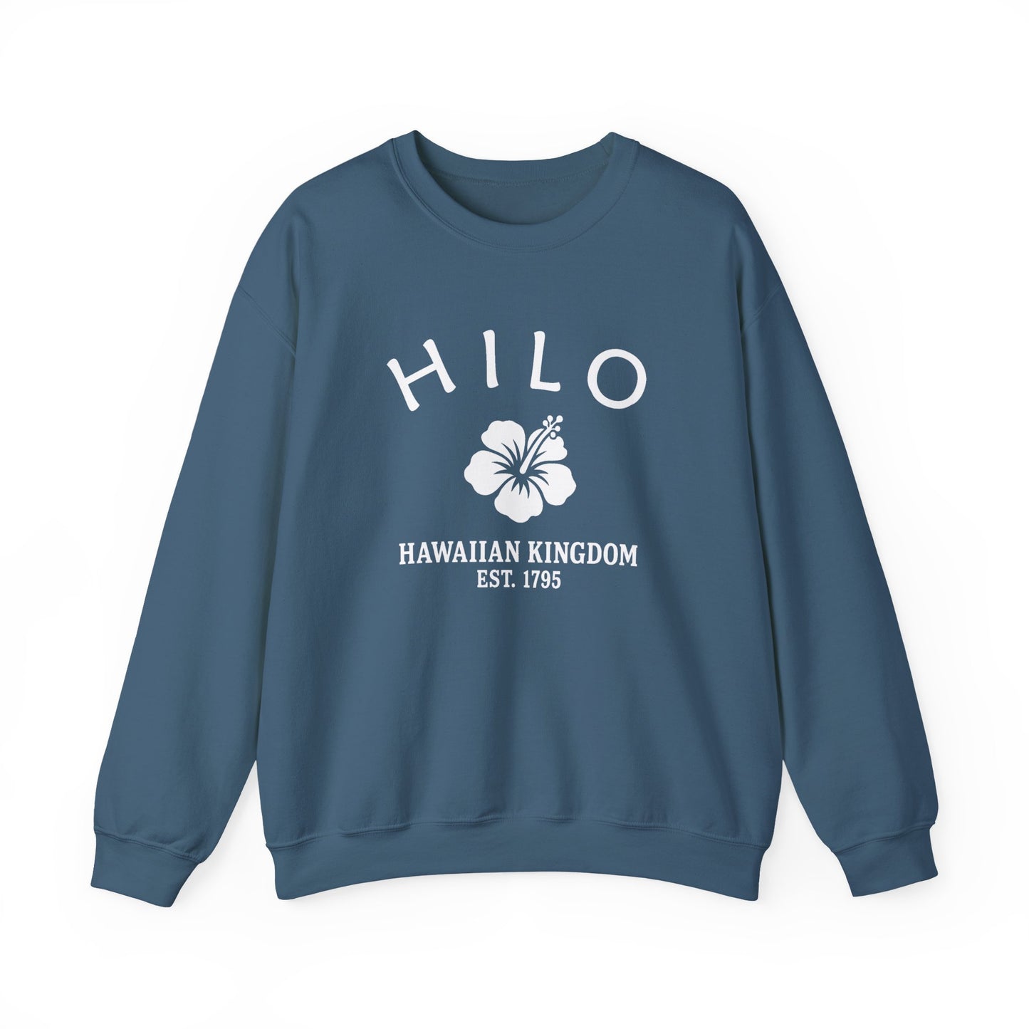 Hilo Hawaii Vintage Retro Unisex Heavy Crewneck Sweatshirt - White Logo