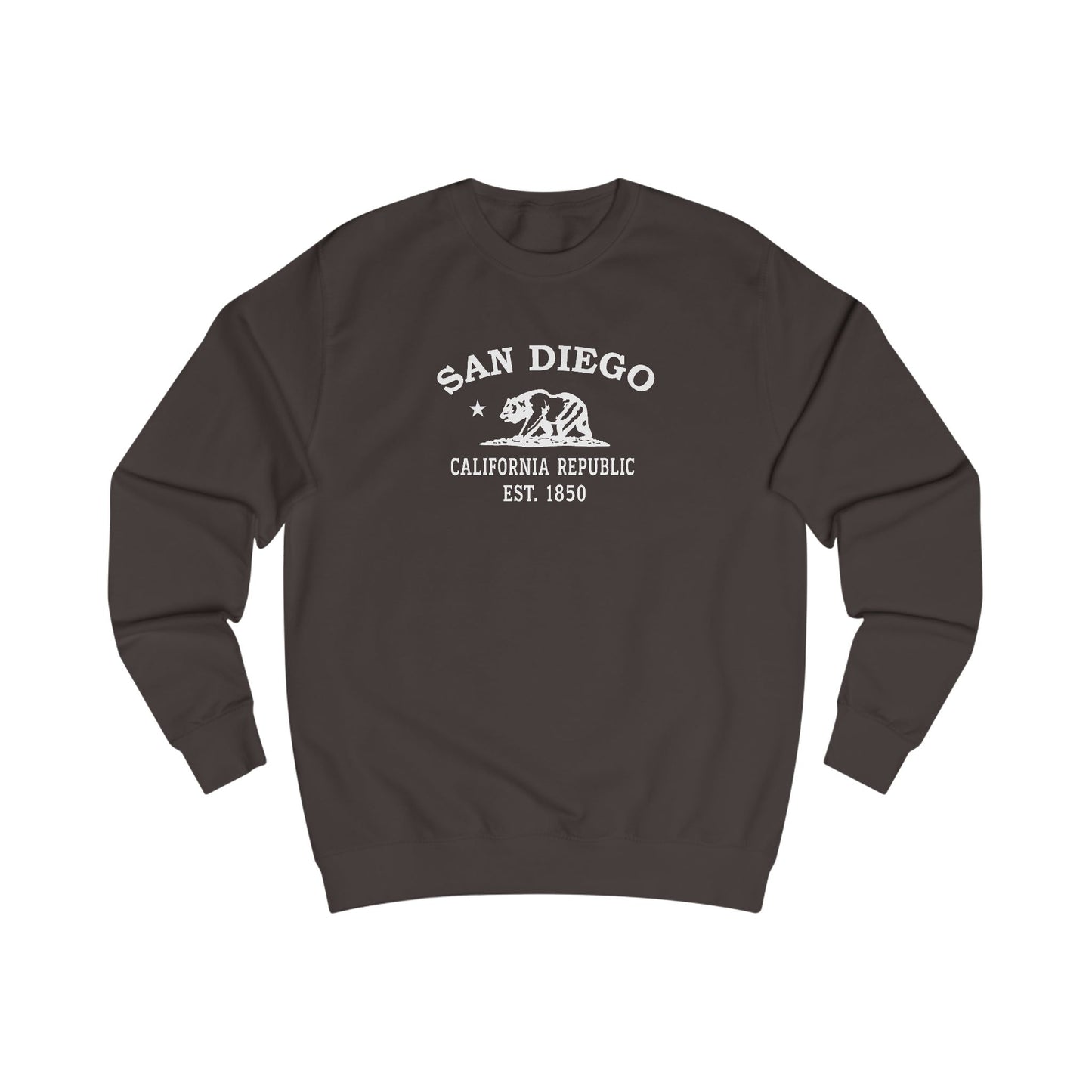 San Diego California Vintage Retro Premium Crewneck Sweatshirt - White Logo - Bottle Green