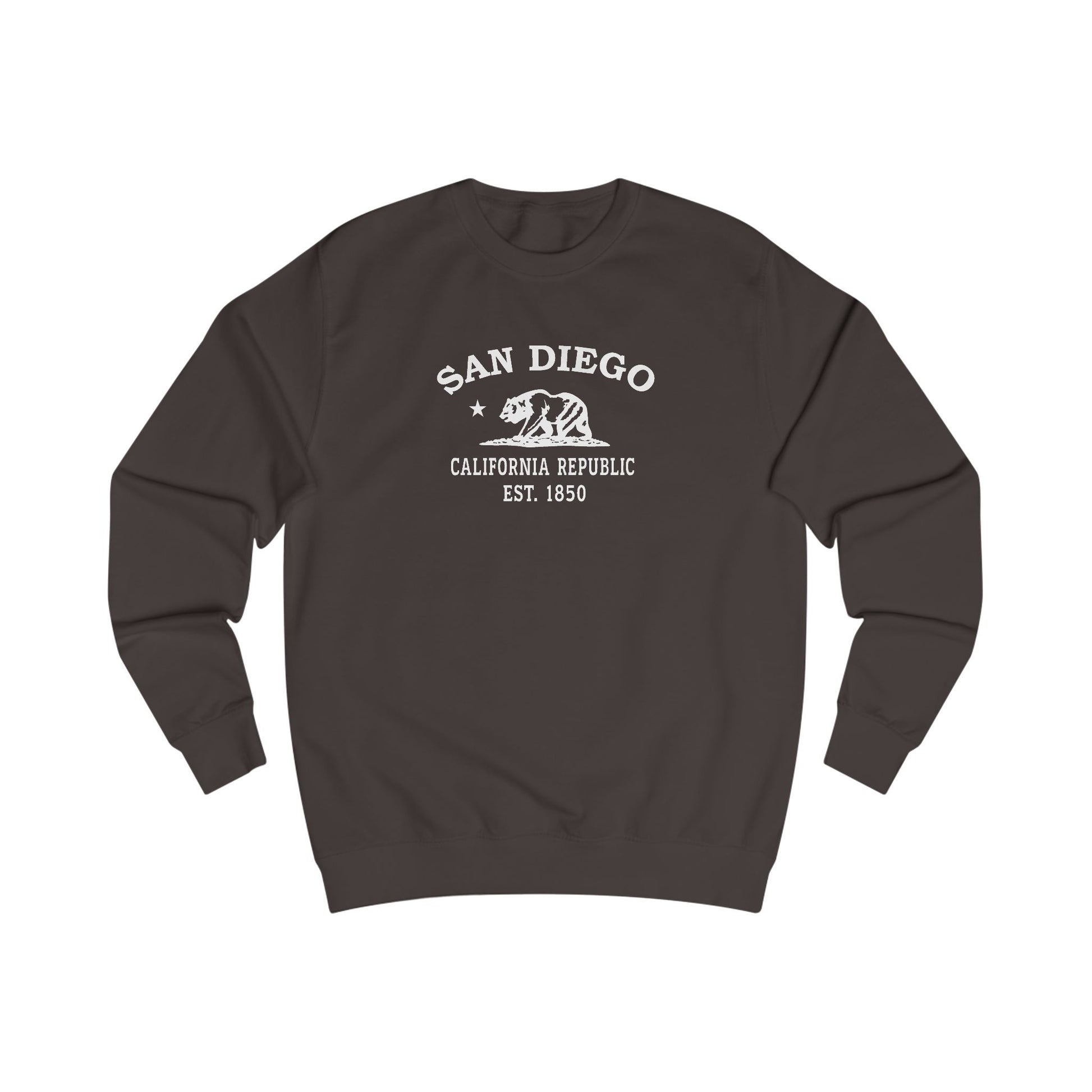 San Diego California Vintage Retro Premium Crewneck Sweatshirt - White Logo - Bottle Green