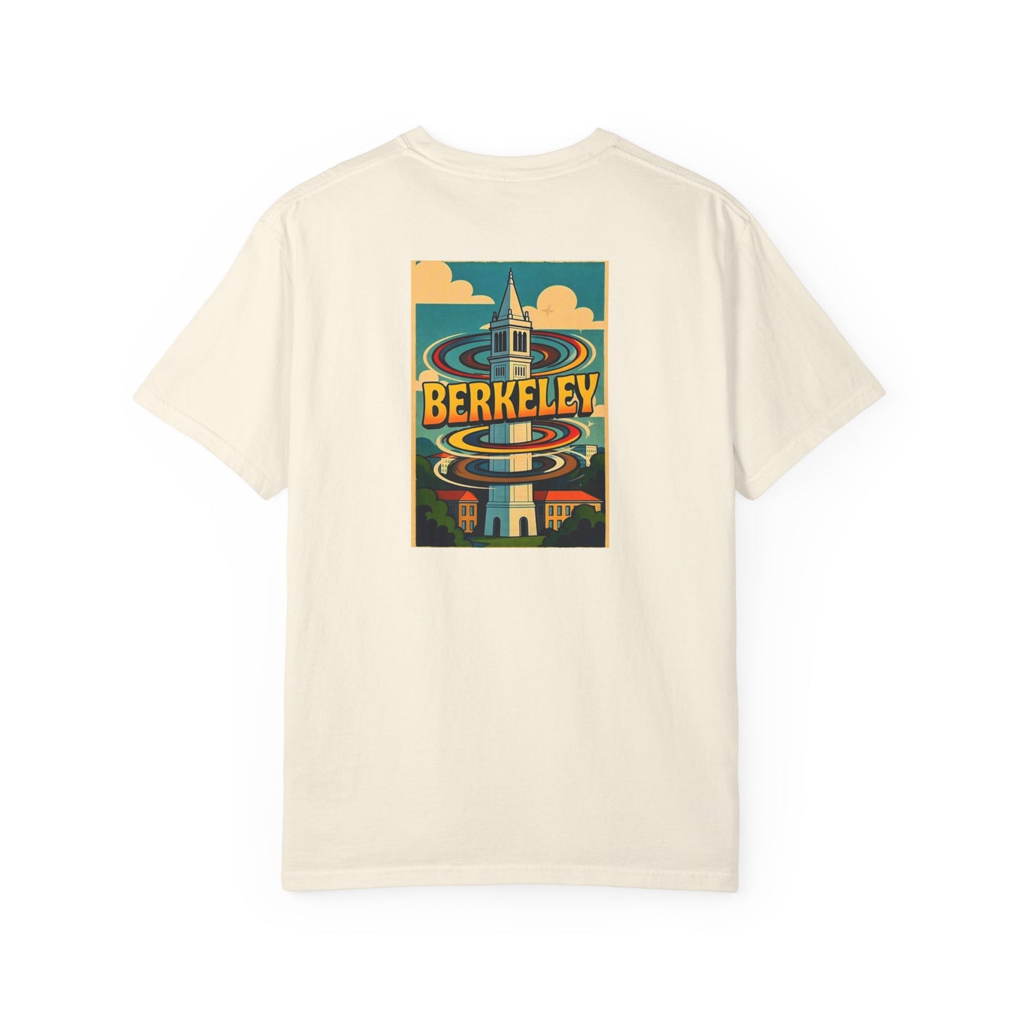 Berkeley California Vintage Retro Back Printed Art Series Cotton Tee - Black Logo