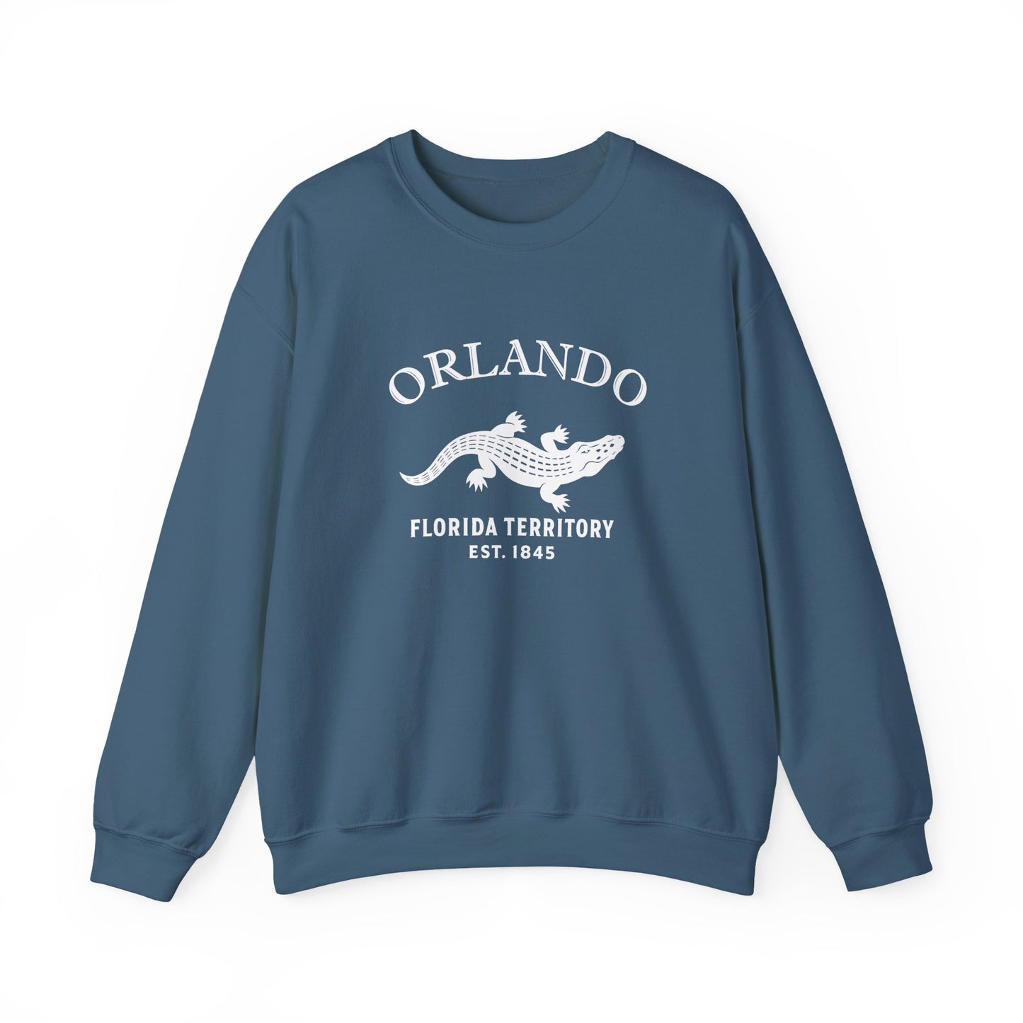 Orlando Florida Vintage Retro Unisex Heavy Crewneck Sweatshirt - White Logo