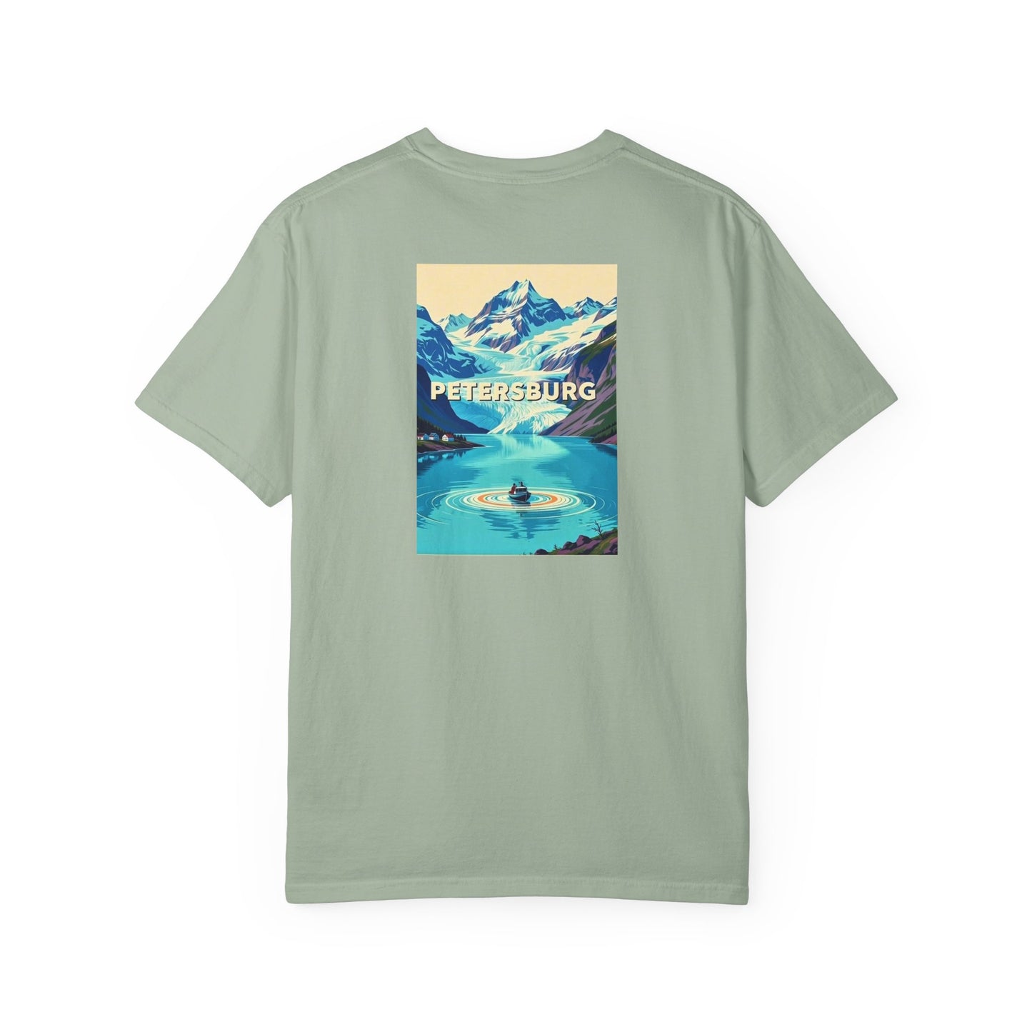 Petersburg Alaska Vintage Retro Back Printed Art Series Cotton Tee - Black Logo